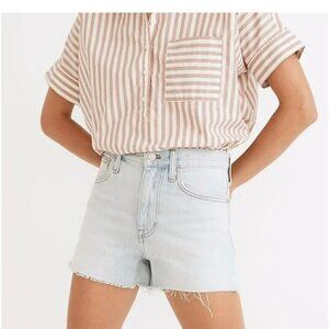 MADEWELL Relaxed Denim Cut Off Raw Hem Shorts in Essen Wash 28 ND178